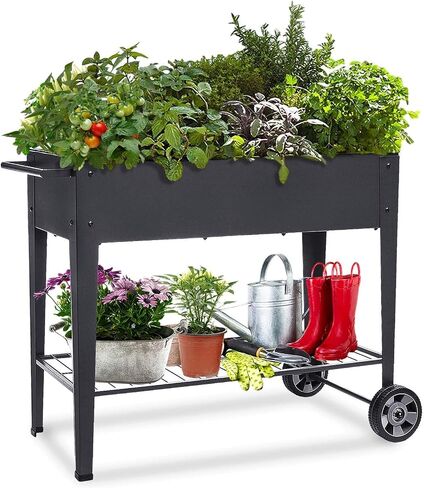 FOYUEE Raised Planter Box with Legs Outdoor Elevated Garden Bed On Wheels for Vegetables Flower Herb Patio in Saudi Arabia