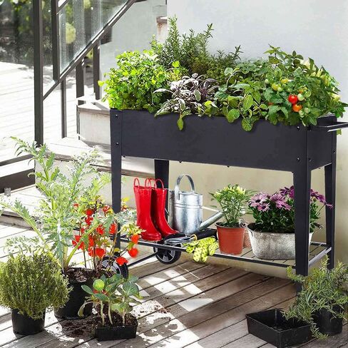 FOYUEE Raised Planter Box with Legs Outdoor Elevated Garden Bed On Wheels for Vegetables Flower Herb Patio in Saudi Arabia