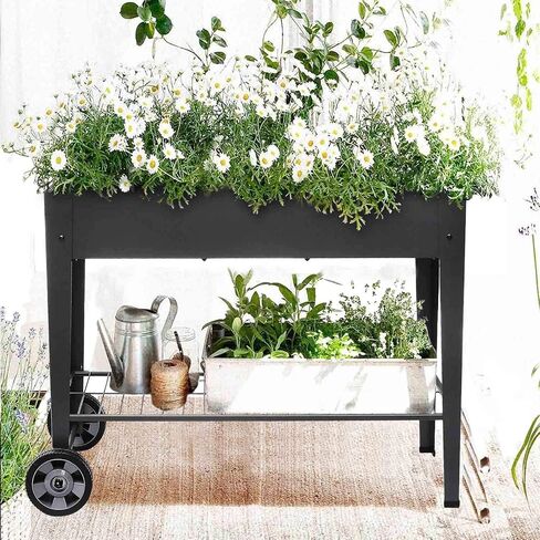 FOYUEE Raised Planter Box with Legs Outdoor Elevated Garden Bed On Wheels for Vegetables Flower Herb Patio in Saudi Arabia