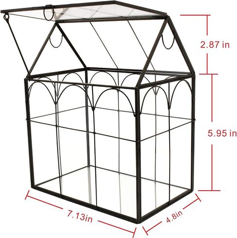Glass Geometric Plant Terrarium Container, Flower Pot Tabletop Planter Decor Glass Display Box Succulent & Air Planter for Home Garden Office Decoration(Black Cubic Set of 2) in Kuwait