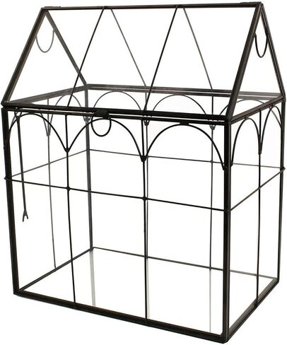 Glass Geometric Plant Terrarium Container, Flower Pot Tabletop Planter Decor Glass Display Box Succulent & Air Planter for Home Garden Office Decoration(Black Cubic Set of 2) in Kuwait