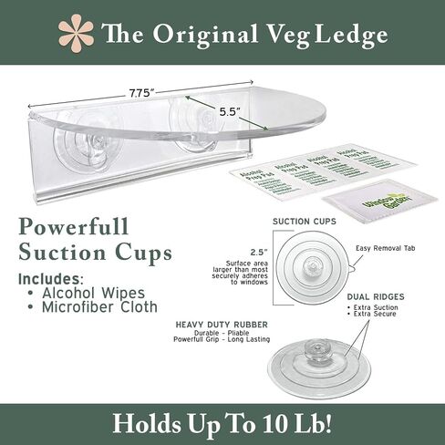 Window Garden Veg Ledge Suction Cup Window Shelf – Create an Indoor Garden, Hold Your Planter Pots, Seed Starter, Figurines on Your Window. Grow Herbs, Microgreens, Succulents, Sleek (2 Pack) in Saudi Arabia
