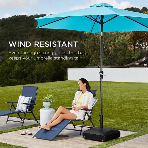 Best Choice Products 123lb Capacity Fillable Mobile Umbrella Base Heavy Duty Market Stand for Patio, Deck, Poolside w/ 4 Wheels, 2 Locks, 2 Knobs, Wind-Resistant Design - Black in Saudi Arabia