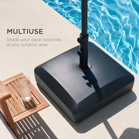 Best Choice Products 123lb Capacity Fillable Mobile Umbrella Base Heavy Duty Market Stand for Patio, Deck, Poolside w/ 4 Wheels, 2 Locks, 2 Knobs, Wind-Resistant Design - Black in Saudi Arabia
