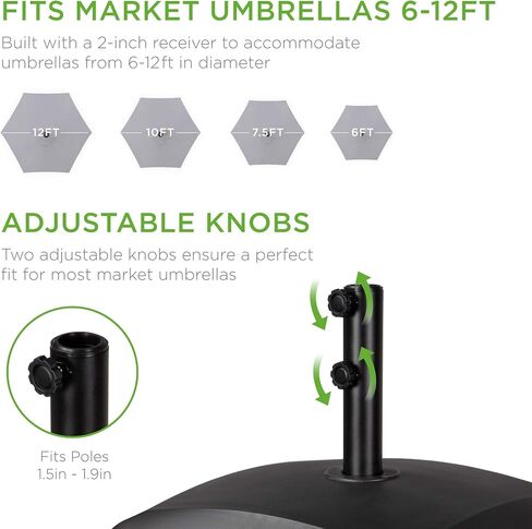 Best Choice Products 123lb Capacity Fillable Mobile Umbrella Base Heavy Duty Market Stand for Patio, Deck, Poolside w/ 4 Wheels, 2 Locks, 2 Knobs, Wind-Resistant Design - Black in Saudi Arabia