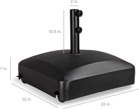 Best Choice Products 123lb Capacity Fillable Mobile Umbrella Base Heavy Duty Market Stand for Patio, Deck, Poolside w/ 4 Wheels, 2 Locks, 2 Knobs, Wind-Resistant Design - Black in Saudi Arabia
