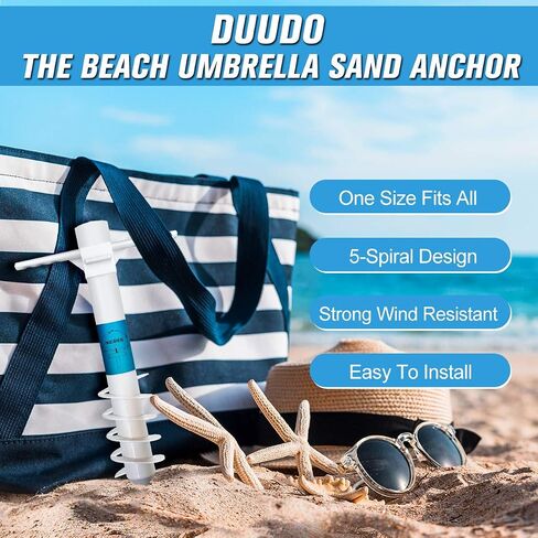 Beach Umbrella Sand Anchor, Beach Accessories-Umbrella Base with 5-Spiral Screw Design, Beach Essentials Umbrella Holder Stand Resist Strong Winds One Size Fits All in Saudi Arabia