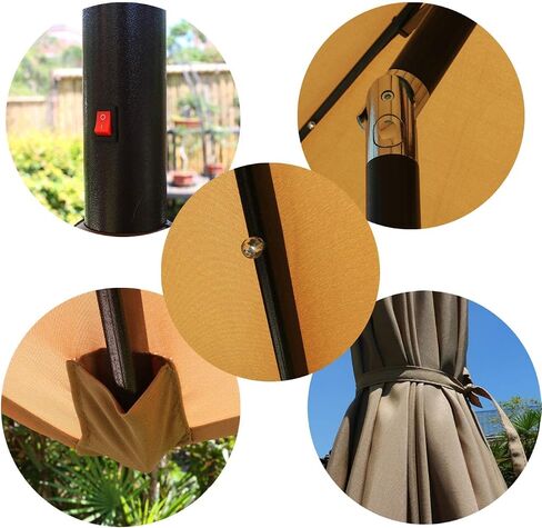 Sunnyglade 9' Solar LED Lighted Patio Umbrella with 8 Ribs/Tilt Adjustment and Crank Lift System (Black) in Saudi Arabia