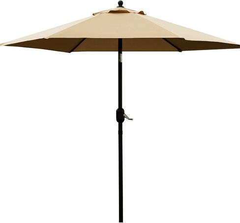 Sunnyglade 7.5' Patio Umbrella Outdoor Table Market Umbrella with Push Button Tilt/Crank, 6 Ribs (Beige) in Kuwait