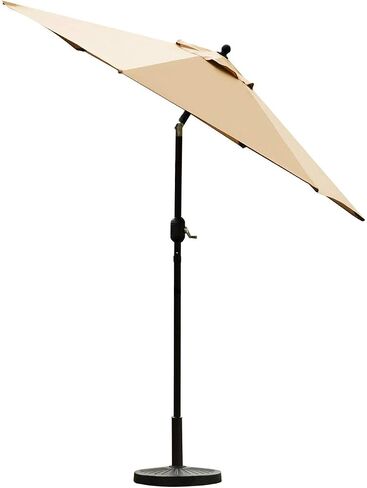 Sunnyglade 7.5' Patio Umbrella Outdoor Table Market Umbrella with Push Button Tilt/Crank, 6 Ribs (Beige) in Kuwait