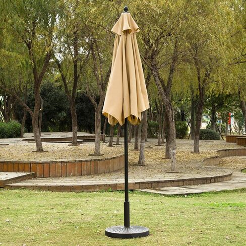 Sunnyglade 7.5' Patio Umbrella Outdoor Table Market Umbrella with Push Button Tilt/Crank, 6 Ribs (Beige) in Kuwait