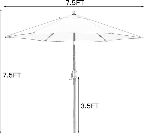 Sunnyglade 7.5' Patio Umbrella Outdoor Table Market Umbrella with Push Button Tilt/Crank, 6 Ribs (Beige) in Kuwait