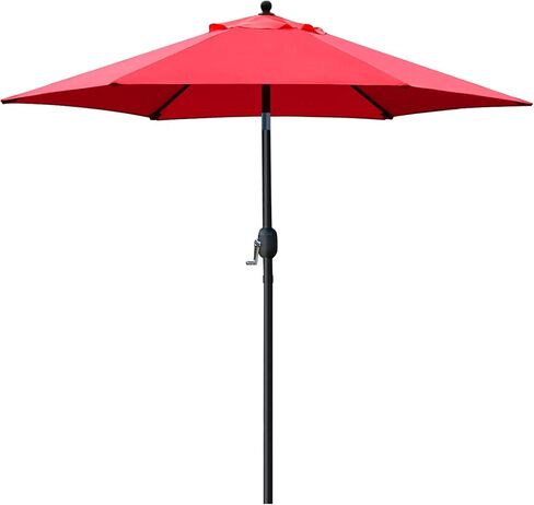 Sunnyglade 7.5' Patio Umbrella Outdoor Table Market Umbrella with Push Button Tilt/Crank, 6 Ribs (Beige) in Kuwait