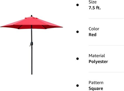 Sunnyglade 7.5' Patio Umbrella Outdoor Table Market Umbrella with Push Button Tilt/Crank, 6 Ribs (Beige) in Kuwait