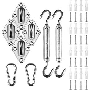 Amagenix Shade Sail Hardware Kit for Rectangle & Square Sun Shade Sail Installation，6 Inch 304 Grade Stainless Steel Hardware for Patio Garden Outdoors，40Pcs
