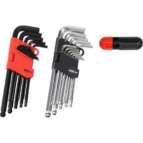 Hex Key Allen Wrench Set– 26-Piece With Ball End and Free Strength Helping T Handle,1/20-3/8 inches, 1.27-10 mm, Black and Silver , Industrial Grade Set Tools, T handle Allen Wrench Set