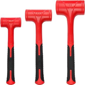 Dead Blow Hammer-16oz(1LB), Red and Black, Shockproof Design, No ReboundMallet Machinist Tools Unibody Molded Checkered Grip Spark and Rebound Resistant (YY-3-009)