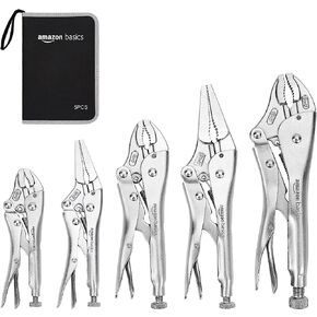 Amazon Basics 3-Piece Quick Release Groove Joint Pliers Set, Drop Forged Chrome Vanadium Steel, Includes 7-inch,10-inch, and 12-inch, Black