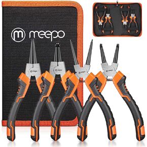 Snap Ring Pliers Set, Heavy Duty 4-piece 9-Inch Internal External Circlip Pliers, Straight Bent C-clip Pliers Lock Ring Pliers Set, Tip Size 0.09", for Ring Remover Retaining, with Pouch in Kuwait