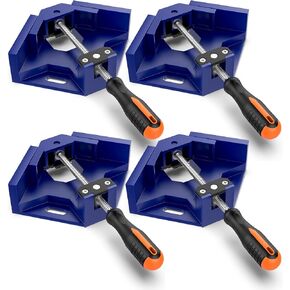 مشبك زاوية يمين، Housolution [4 عبوات] مقبض واحد مشبك زاوية من سبائك الألومنيوم 90 درجة، أداة مشبك مشبك زاوية يمين، حامل ملزمة لإطار صور النجارة مع فك متأرجح قابل للتعديل - رمادي فضي in Kuwait