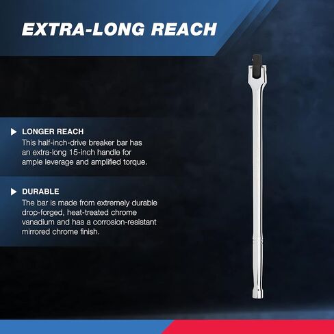 Neiko 00200A شريط تمديد محرك الأقراص 1/2 بوصة | طول 15 بوصة | رأس مرن دوار | CR-V ستيل in Kuwait