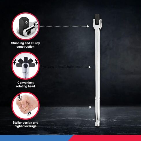 Neiko 00200A شريط تمديد محرك الأقراص 1/2 بوصة | طول 15 بوصة | رأس مرن دوار | CR-V ستيل in Kuwait