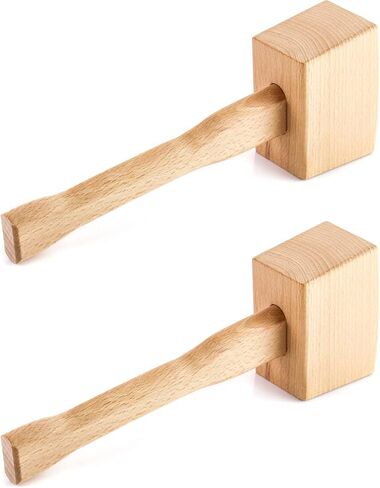 QWORK Wooden Mallet, 9.5" Manual Ice Hammer Mallet Beech Solid Carpenter Wood Hammer Woodworking Hand Tool in Saudi Arabia