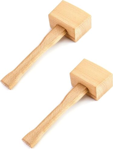 QWORK Wooden Mallet, 9.5" Manual Ice Hammer Mallet Beech Solid Carpenter Wood Hammer Woodworking Hand Tool in Saudi Arabia