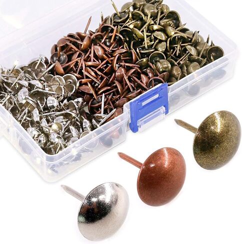 Hilitchi 300-Pcs [3-Color] 9/16''(14mm) Antique Upholstery Nails Tacks Furniture Tacks Upholstery Tacks Thumb Tack Push Pins Assortment Kit in Saudi Arabia