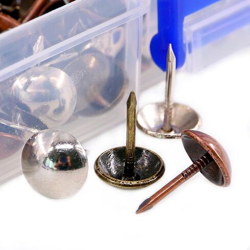 Hilitchi 300-Pcs [3-Color] 9/16''(14mm) Antique Upholstery Nails Tacks Furniture Tacks Upholstery Tacks Thumb Tack Push Pins Assortment Kit in Saudi Arabia