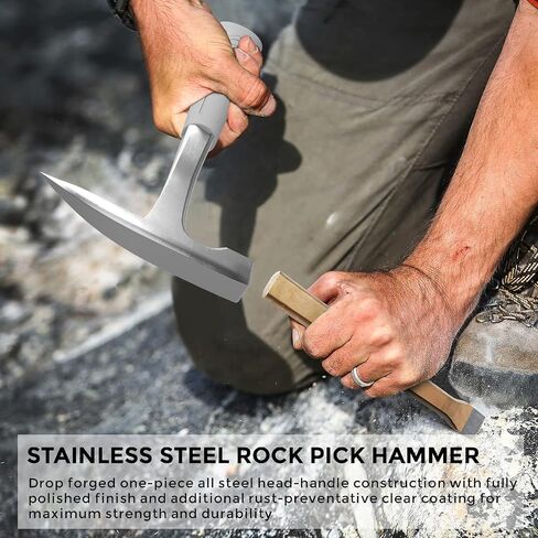 INCLY Rock hounding Geology Hammer Tool, 32oz Rock Pick Hammer, 3 PCS Digging Chisels Kit, Hounding Equipment Set with Musette Bag, Compass, Whistle for Gold Panning Gem Mining in Saudi Arabia