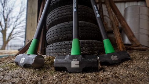 Hooyman Sledge and Club Hammer مع هيكل عالي التحمل، مقبض مريح مانع للانزلاق على شكل حرف H، قلب من الألياف الزجاجية، فولاذ عالي القوة للبناء، البستنة، إدارة الأراضي، أعمال الفناء، وفي الهواء الطلق in Kuwait