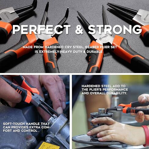 مجموعة كماشة حلقة كبس من إم ميبو، كماشة دائرية داخلية شديدة التحمل 4 قطع مقاس 7 بوصة، كماشة مستقيمة على شكل حرف C، مجموعة كماشة قفل حلقية، طرف 5/64 بوصة، للاحتفاظ بمزيل الحلقة، مع حقيبة محمولة in Kuwait