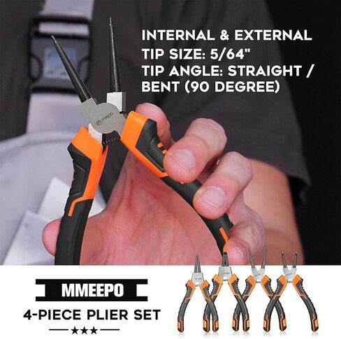 مجموعة كماشة حلقة كبس من إم ميبو، كماشة دائرية داخلية شديدة التحمل 4 قطع مقاس 7 بوصة، كماشة مستقيمة على شكل حرف C، مجموعة كماشة قفل حلقية، طرف 5/64 بوصة، للاحتفاظ بمزيل الحلقة، مع حقيبة محمولة in Kuwait