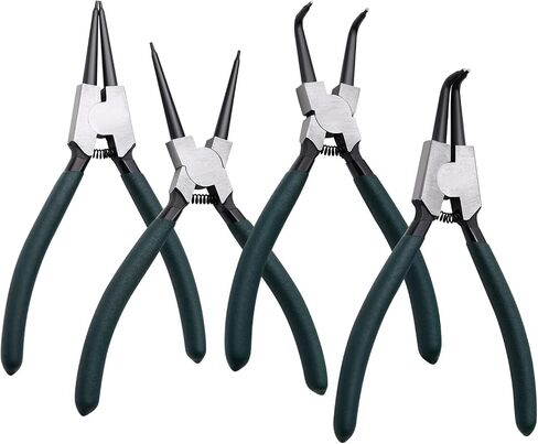 Snap Ring Pliers Set, 2pcs 7" Internal/External Circlip Pliers Kit with Bent Jaw, Heavy Duty Precision Spring Loaded Pliers for Ring Remover Retaining and Remove Hoses, Gaskets in Saudi Arabia