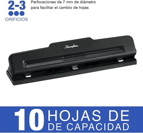 خرامة سوينجلاين بفتحتين، مقبض مريح بثقبتين، سعة ثقب 28 ورقة، جهد أقل بنسبة 50%، يتضمن دليل المحاذاة، أسود (74050) in Kuwait