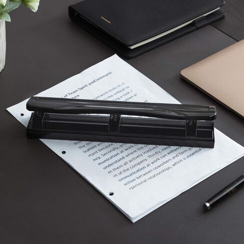 أمازون بيسكس، 3 فتحات للثقب، شبه قابلة للتعديل، سعة 30 ورقة، أسود in Kuwait