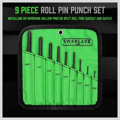 SWANLAKE 9-Pieces Roll Pin Punch Set, Removing Repair Tool with Holder for Automotive, Watch Repair,Jewelry and Craft in Saudi Arabia