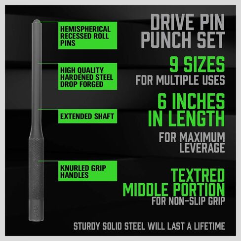 SWANLAKE 9-Pieces Roll Pin Punch Set, Removing Repair Tool with Holder for Automotive, Watch Repair,Jewelry and Craft in Saudi Arabia