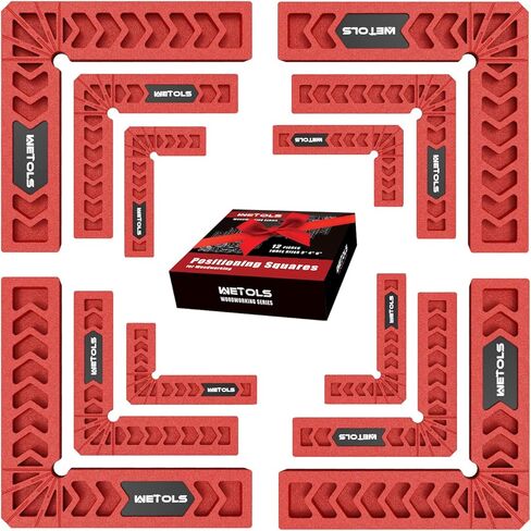 ويتولز 12 قطعة من مربعات تحديد المواقع، مشبك زاوية قائمة 90 درجة ادوات النجارة للعمال الحرفيين، مشبك خشبي مربع لاطارات الصور والخزائن والصناديق وغيرها - WE867 in Kuwait