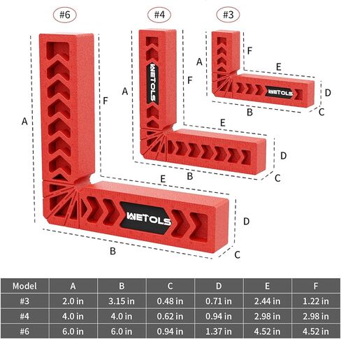 ويتولز 12 قطعة من مربعات تحديد المواقع، مشبك زاوية قائمة 90 درجة ادوات النجارة للعمال الحرفيين، مشبك خشبي مربع لاطارات الصور والخزائن والصناديق وغيرها - WE867 in Kuwait