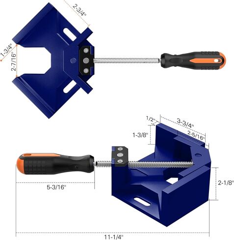 مشبك زاوية يمين، Housolution [4 عبوات] مقبض واحد مشبك زاوية من سبائك الألومنيوم 90 درجة، أداة مشبك مشبك زاوية يمين، حامل ملزمة لإطار صور النجارة مع فك متأرجح قابل للتعديل - رمادي فضي in Kuwait
