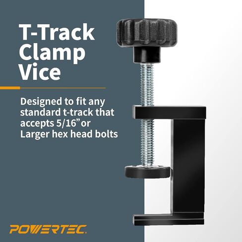 POWERTEC 71439 T-Track Clamp Vice | مشابك تثبيت للأسفل لمسارات T التي تقبل مسامير سداسية الرأس مقاس 5/16 بوصة أو أكبر - عبوتان in Kuwait