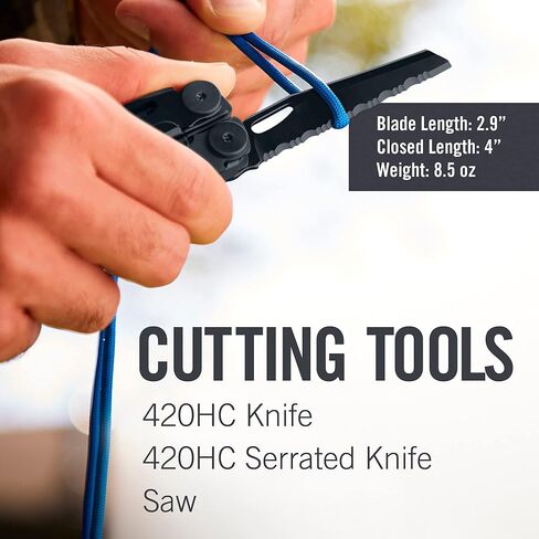 LEATHERMAN، أداة Wave Plus المتعددة مع قواطع أسلاك ممتازة قابلة للاستبدال، ومقص زنبركي وغمد أسود مولي، أسود in Kuwait