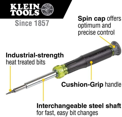 مفك براغي إلكتروني 32314 من كلاين تولز، 14 في 1 مع 8 أطراف دقيقة، مشقوقة، فيليبس، ولقم توركس مقاومة للتلاعب، 6 مفكات صواميل دقيقة in Kuwait