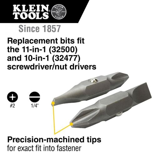 Klein Tools 32482 Replacement Bit, #1 Phillips, 3/16-Inch Slotted for 10-in-1 and 11-in-1 Screwdriver/Nut Driver in Saudi Arabia