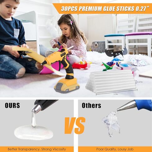 مسدس غراء ساخن لاسلكي لبطارية ليثيوم ديوالت 20 فولت ماكس (البطارية غير متضمنة) للفنون والحرف اليدوية والديكور مع 30 قطعة من أعواد الغراء مقاس 0.27 بوصة in Kuwait