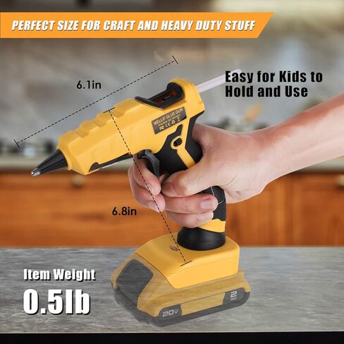 مسدس غراء ساخن لاسلكي لبطارية ليثيوم ديوالت 20 فولت ماكس (البطارية غير متضمنة) للفنون والحرف اليدوية والديكور مع 30 قطعة من أعواد الغراء مقاس 0.27 بوصة in Kuwait