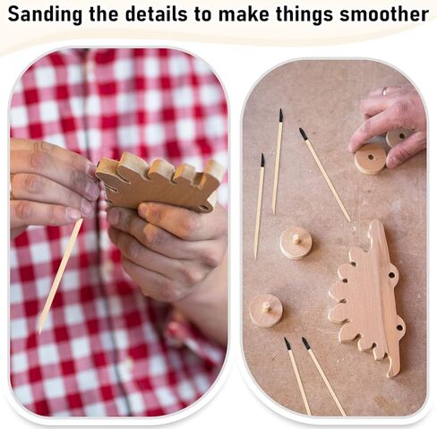 اعواد صنفرة من 100 قطعة من اعواد الثقاب واغصان الصنفرة الدقيقة للنماذج البلاستيكية والهوايات الخشبية، 280 حبيبة، 5.4 × 0.2 انش in Kuwait