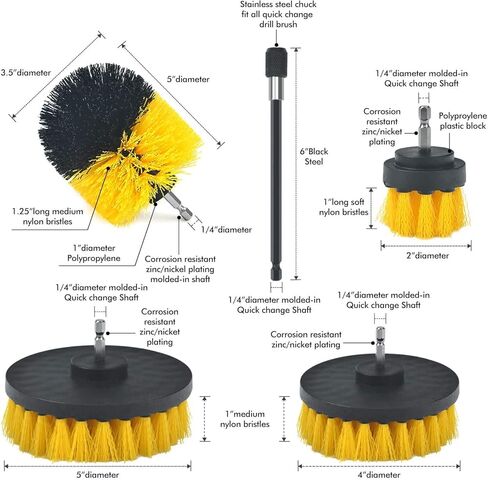 SHIELDPRO Drill Brush Attachment Set, Power Scrub Brush for Cleaning, All Purpose Scrubber Brushes with Extended Attachment for Bathroom Kitchen Surface, Grout, Tub, Shower, Tile, Corners, Car-Black in Saudi Arabia